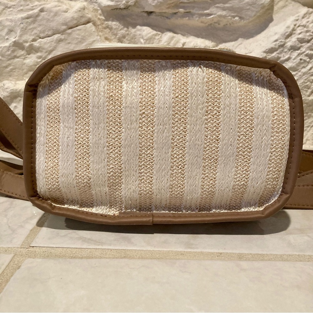 Vera Bradley Cream Striped Canvas Backpack with Navy Anchor Embroidery - Picture 10 of 16